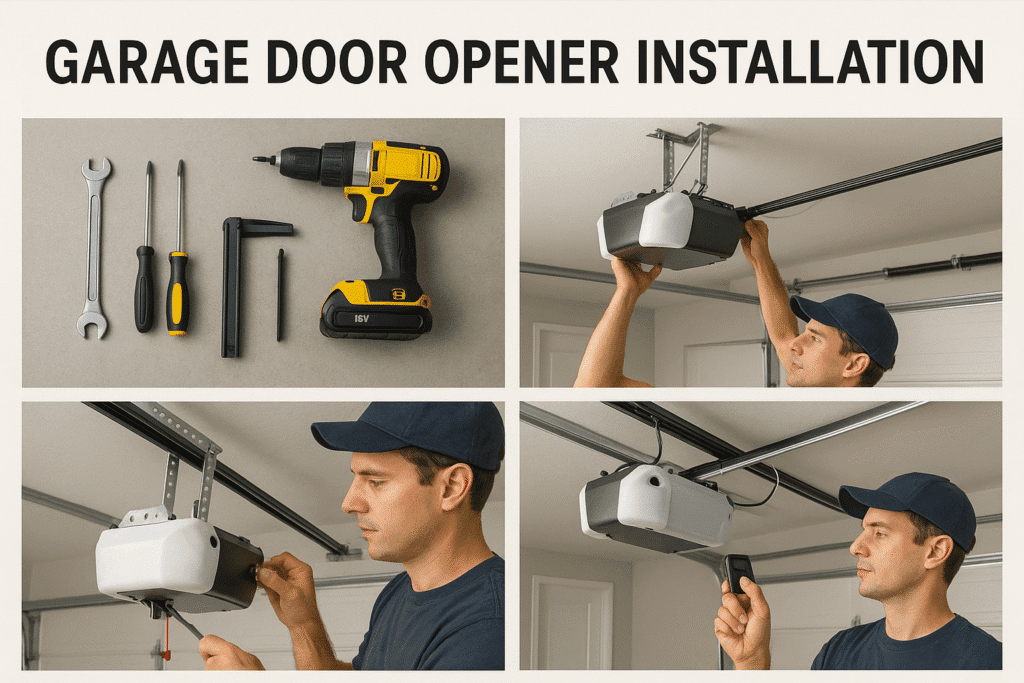 Technician installing a modern garage door opener for smooth and secure access.