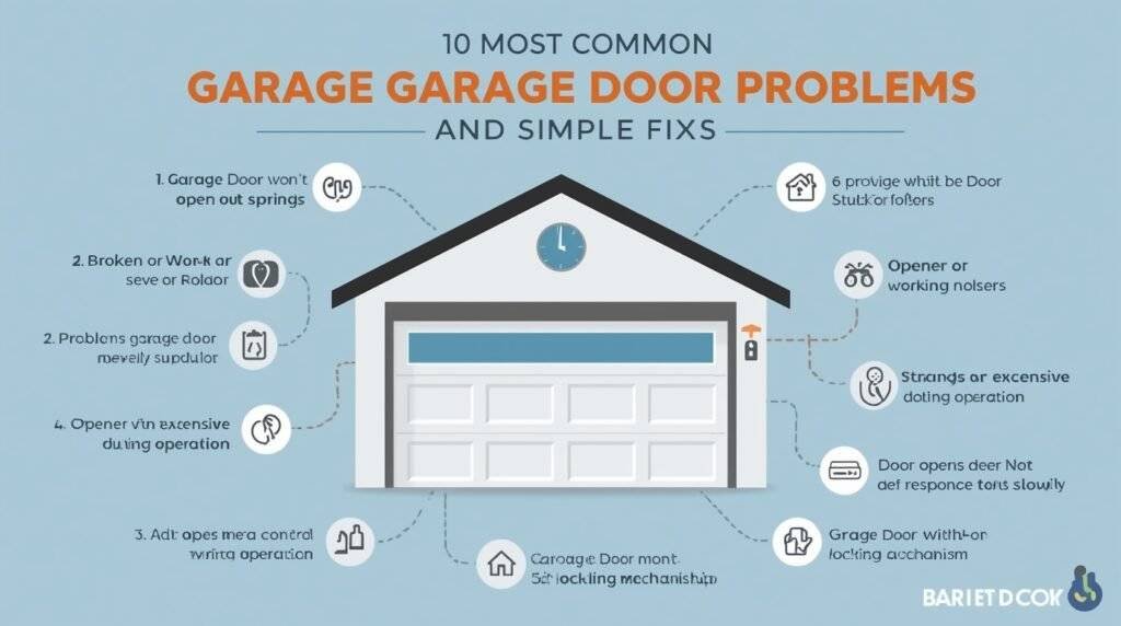 Technician checking a garage door for common problems and malfunctions.