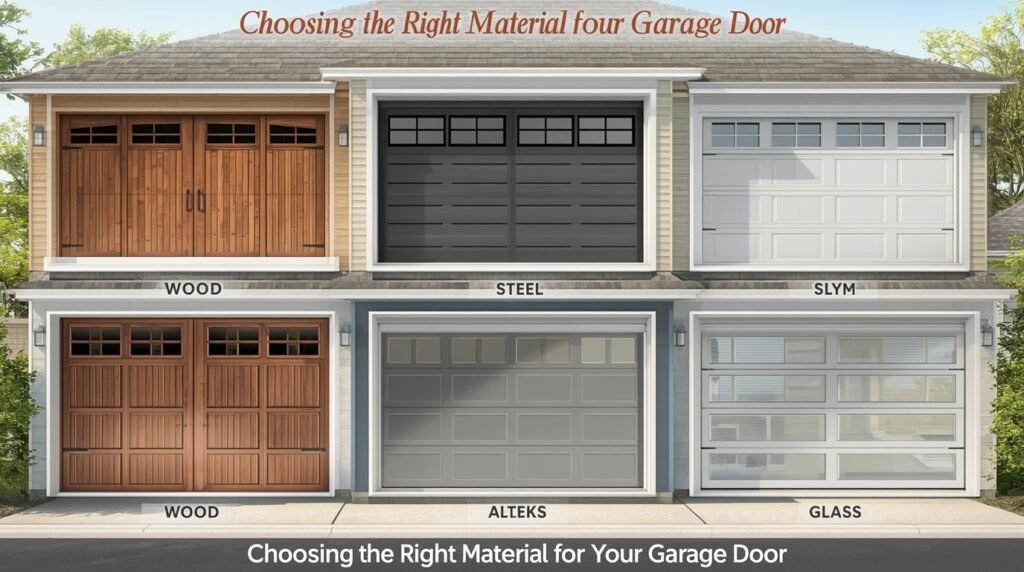 Technician performing residential garage door installation on a modern home.