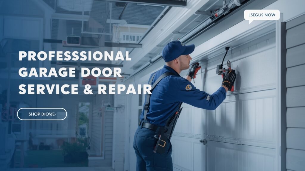 Professional technician performing expert garage door service and repair