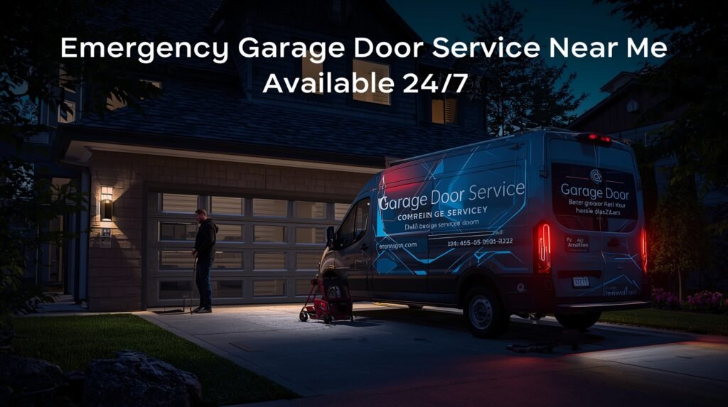 Professional technician providing 24/7 emergency garage door service, ensuring quick and safe repairs in all weather conditions.