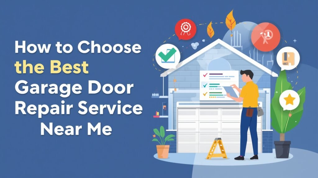 Professional technician assisting a homeowner in choosing the best local garage door repair service, considering quality and reliability in all weather conditions.