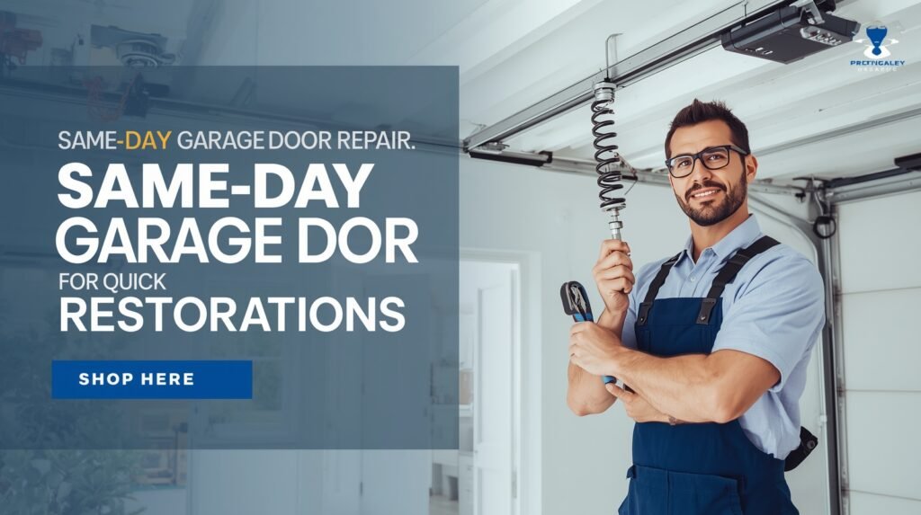 Same-day garage door repair technician working in various weather conditions to quickly restore door functionality