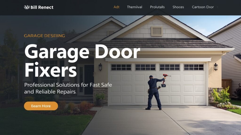 Professional garage door fixer repairing a damaged garage door affected by weather conditions for safe and reliable operation.