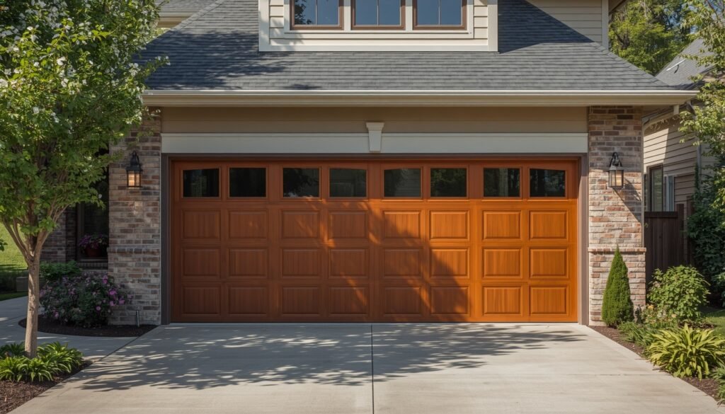 Modern residential garage with a newly installed garage door highlighting 10 powerful garage door replacement benefits for improving home value and ROI today.