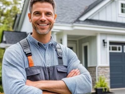 Technician providing emergency garage door repair service to fix a malfunctioning door quickly.